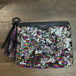 Victoria's Secret sequins multi‎ color wristlet/makeup bag